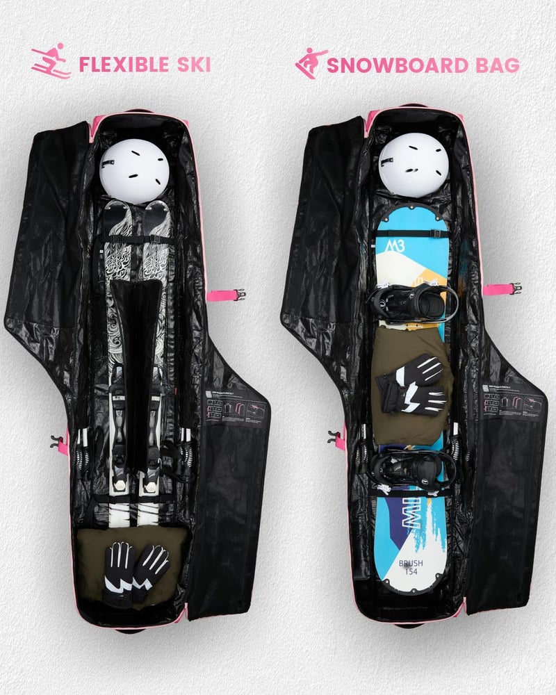 Gonex Snowboard Bag with Wheels,Adjustable Length Up to 175cm to 190cm, Fully Padded Ski Bag for Air Travel, 1200D Polyester PVC Waterproof Rolling Ski Bag with Skis Strapes - Image 4